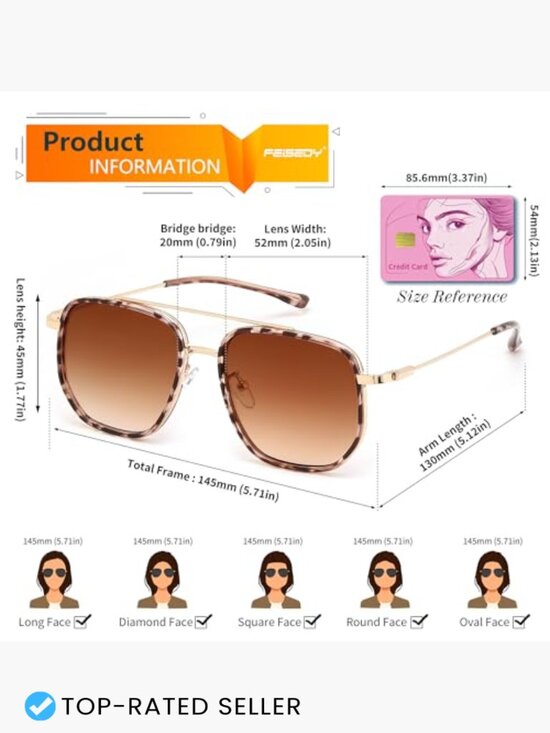 Retro Aviator Sunglasses Vintage Classic Square Metal Frame Trendy Shades main image 5